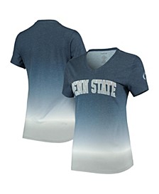 Women's Navy Penn State Nittany Lions Ombre V-Neck T-shirt