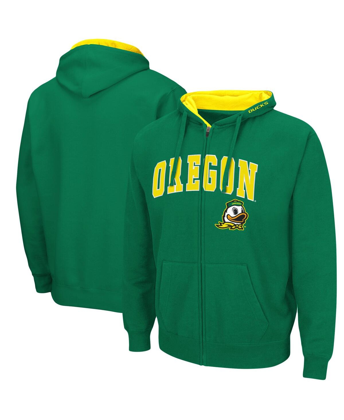 COLOSSEUM MEN'S COLOSSEUM GREEN OREGON DUCKS ARCH & LOGO 3.0 FULL-ZIP HOODIE