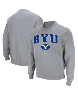 Men's Heathered Gray BYU Cougars Team Arch Logo Tackle Twill Pullover Sweatshirt