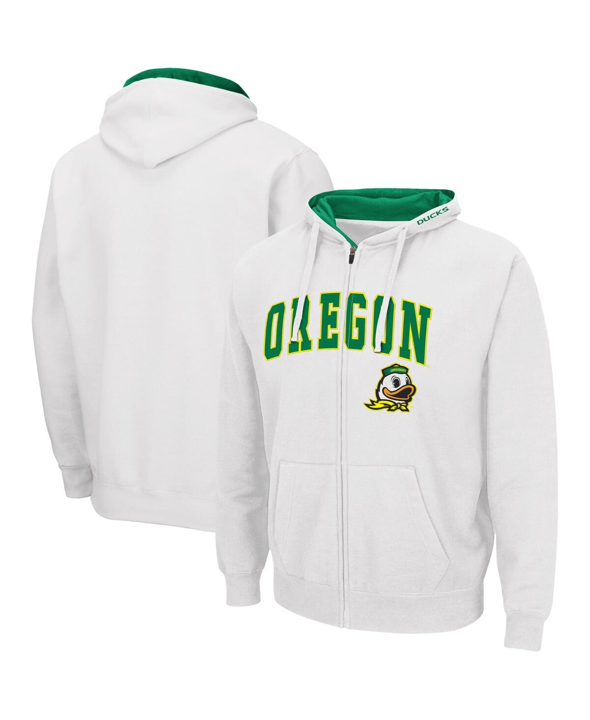 Colosseum Men's  White Oregon Ducks Arch Logo 3.0 Full-zip Hoodie In White