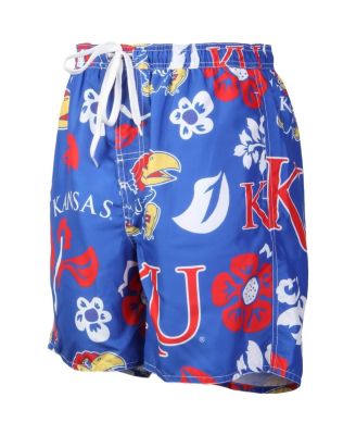 Men's Royal Kansas Jayhawks Floral Volley Logo Swim Trunks