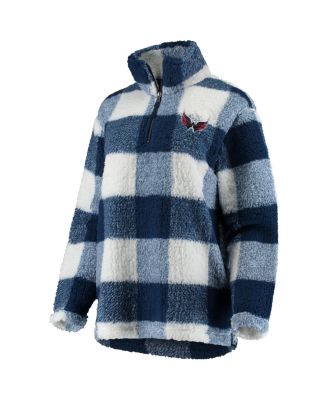 Women's Navy, White Washington Capitals Plaid Sherpa Quarter-Zip Jacket