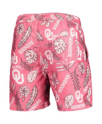 Men's Crimson Oklahoma Sooners Vintage-Like Floral Swim Trunks