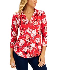 Women's 3/4-Sleeve Floral Top, Created for Macy's
