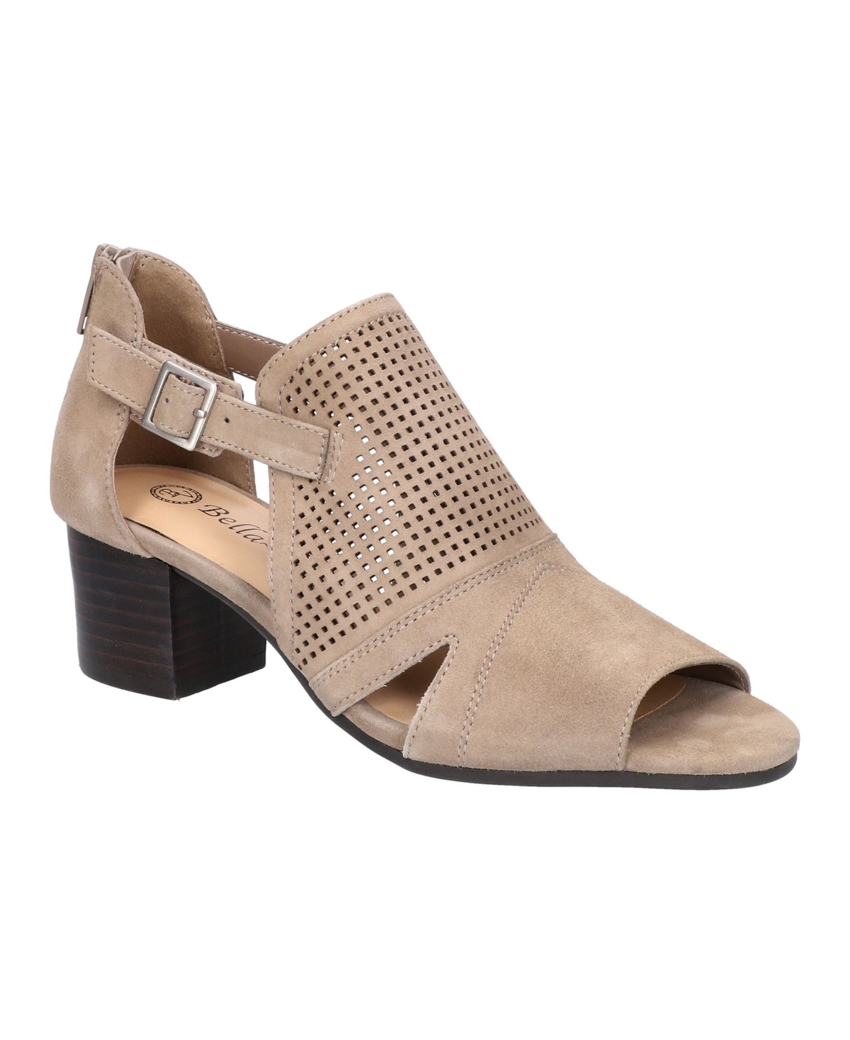 Women's Illiana Block Heeled Sandals - Almond Suede Leather