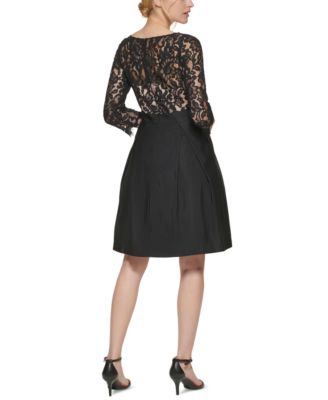 Eliza J Lace-Top Boat-Neck Dress 