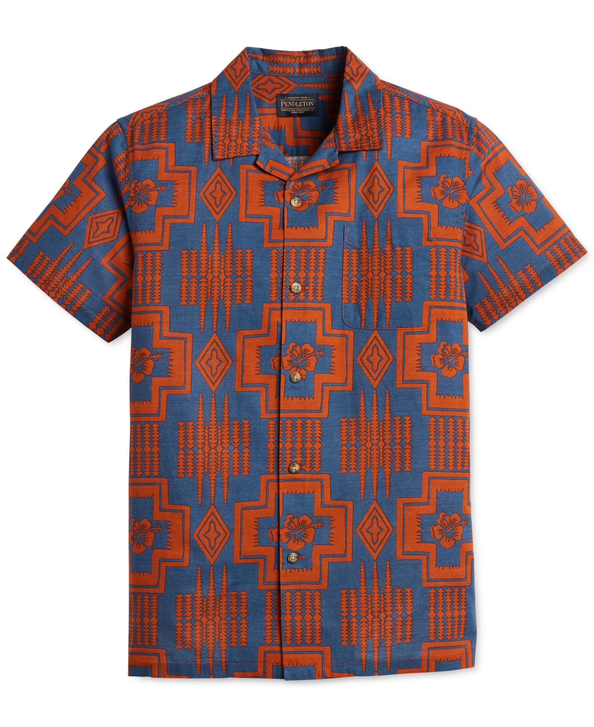 Pendleton Men's Short Sleeve Aloha Shirt In Harding Spice Red