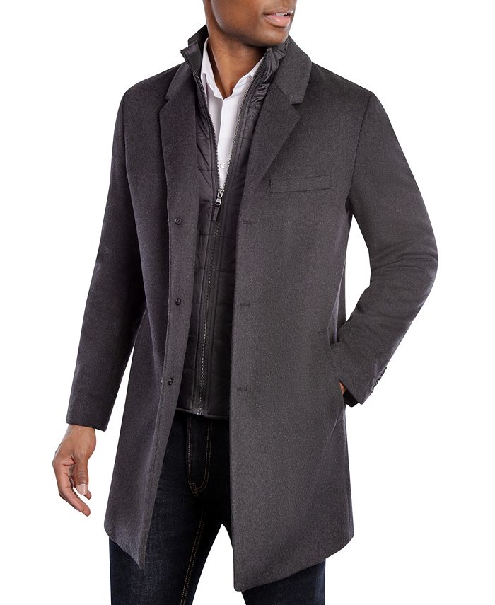 Michael Kors Michael Kors Men's Water-Resistant Slim-Fit Overcoat with ...