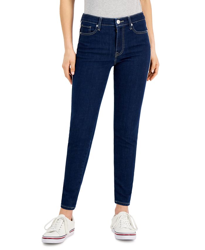 Tommy Hilfiger Women's  Side-Stripe Skinny Jeans Saint Claire Blue Size 16