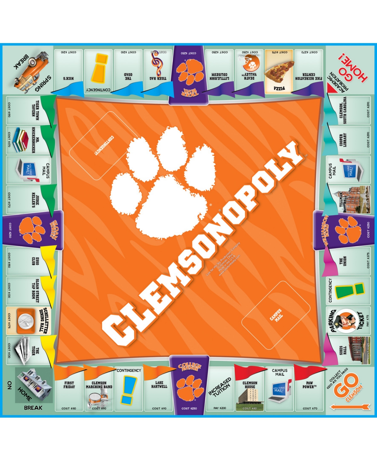 Late For The Sky Clemsonopoly Board Game In Multi