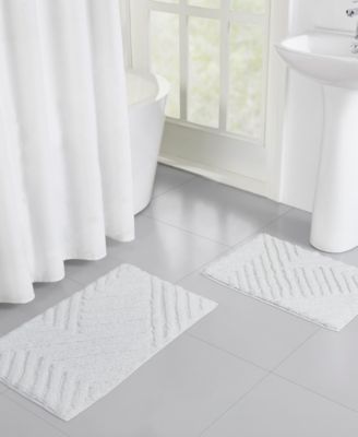 Photo 1 of Seventh Studio White Zigzag Cotton Bath Rug, 20x30