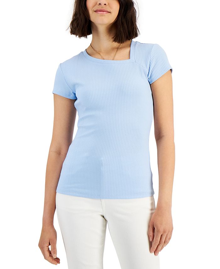 Macy's sales asymmetrical tops