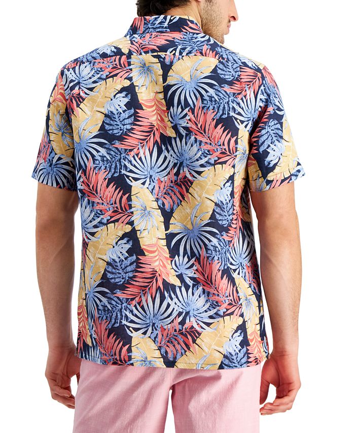 Club Room Men's Regular-Fit Botanical-Print Linen Shirt, Created for ...