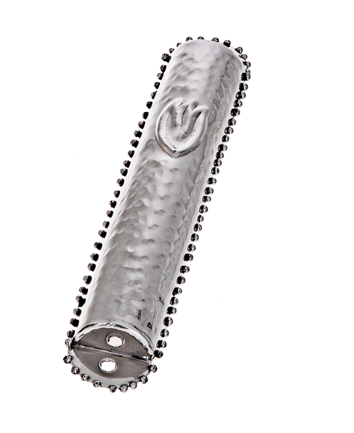 5.3" Beaded Mezuzah - Silver-Tone