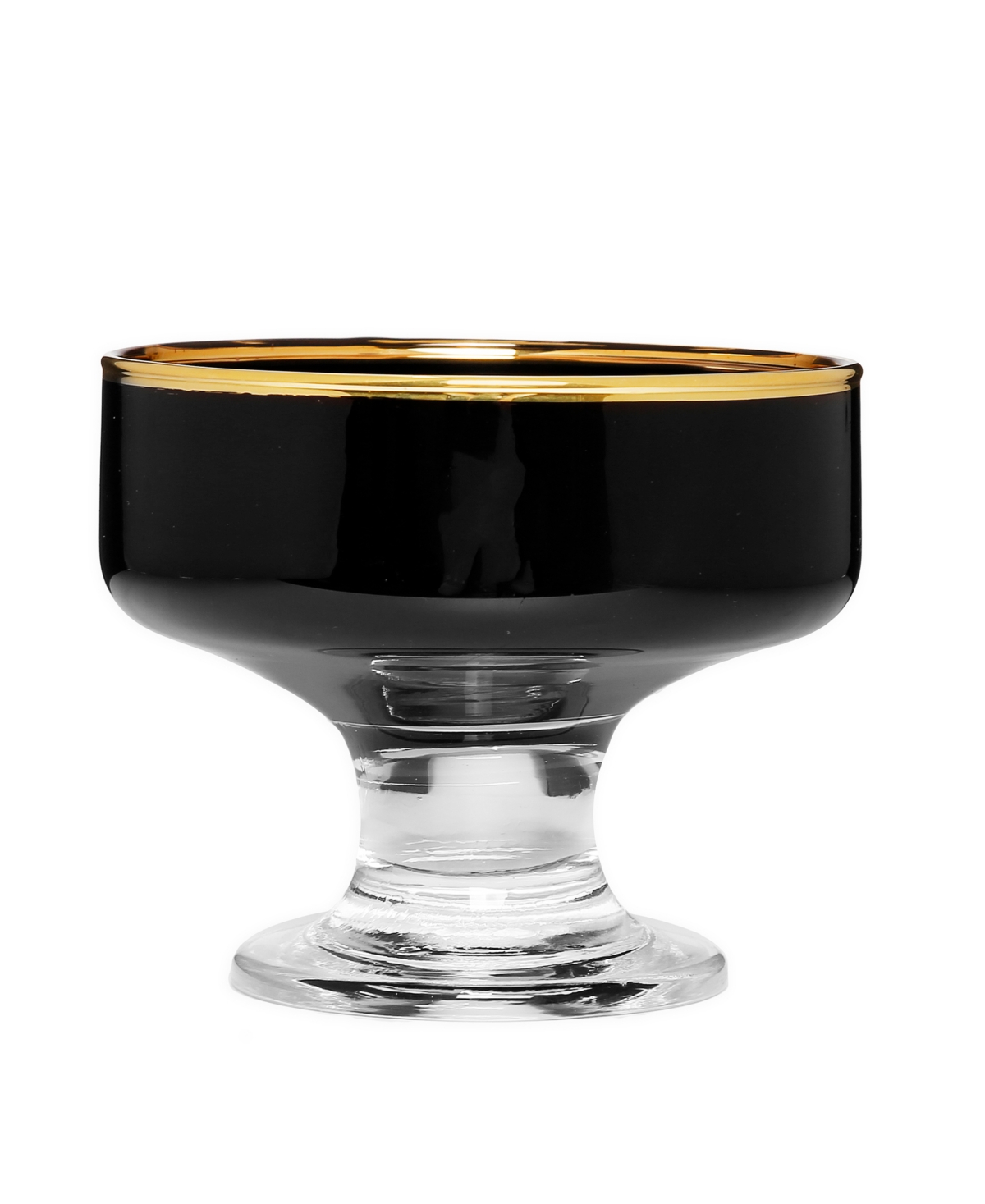 4" Dessert Cups with Stem and Colored Rim, Set of 6 - Black