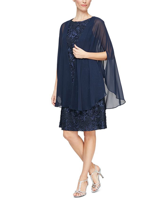 Navy chiffon deals cape