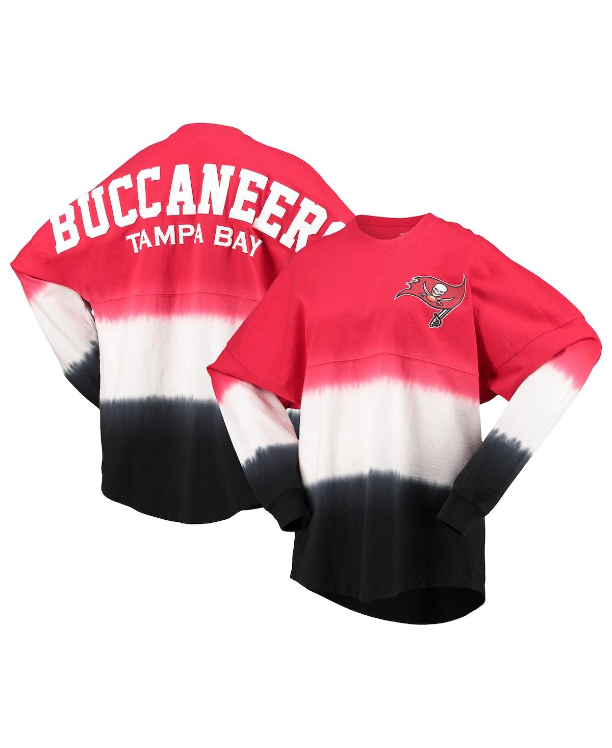 Fanatics Women's  Red, Black Tampa Bay Buccaneers Ombre Long Sleeve T-shirt In Red,black
