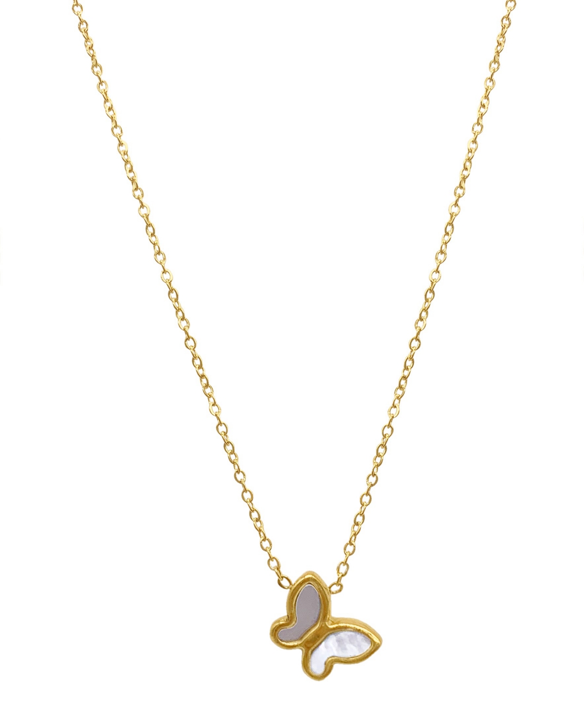 White Mother Of Pearl Butterfly Necklace - White