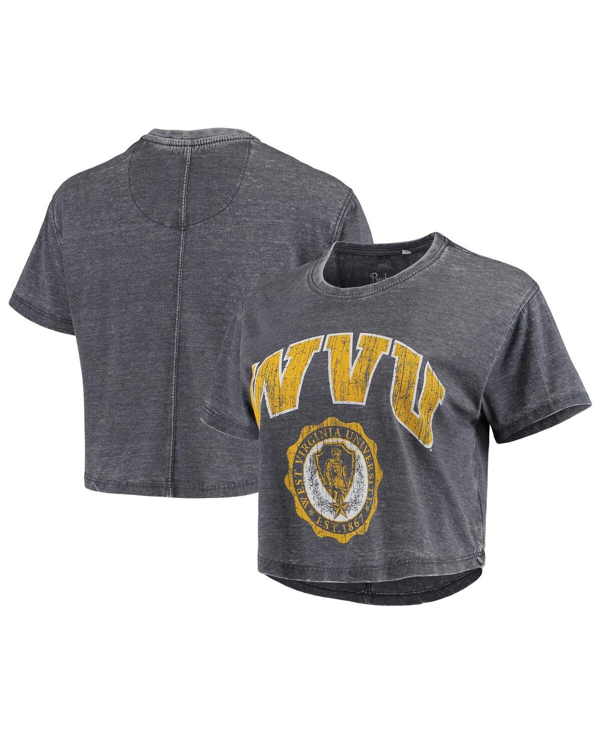 Women's PressboxWest Virginia Mountaineers Edith Vintage-Like Burnout Crop T-shirt - Navy
