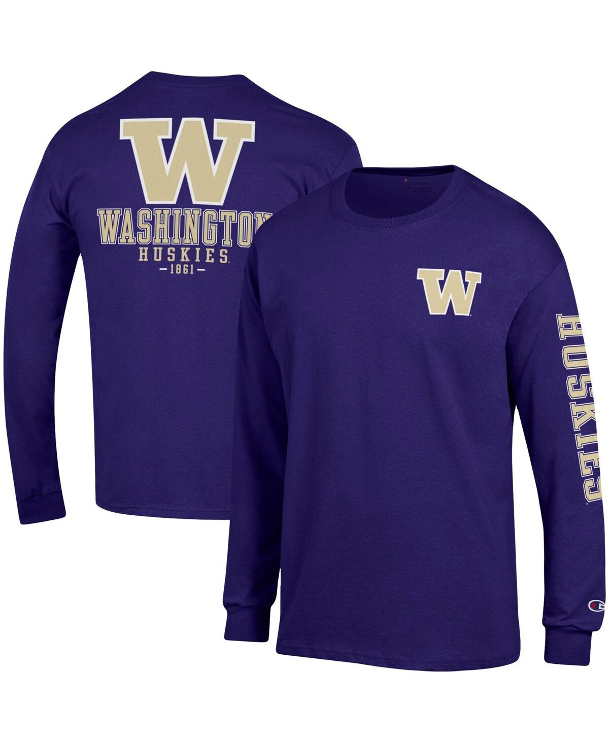 Men's ChampionWashington Huskies Team Stack Long Sleeve T-shirt - Purple