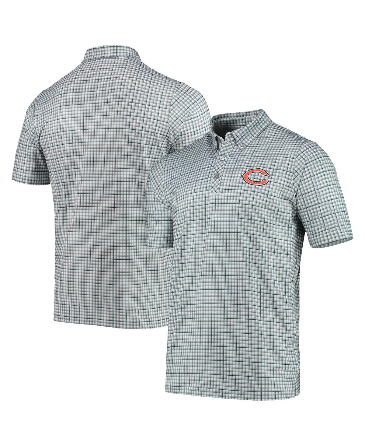 Shop Antigua Men's  Gray And Navy Chicago Bears Deliver Button-down Polo Shirt In Gray,navy