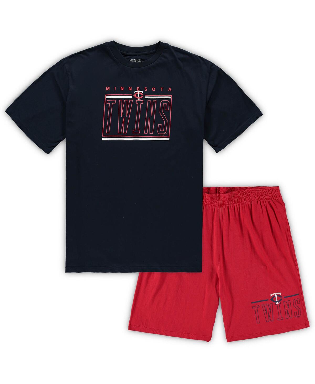 Shop Concepts Sport Men's  Navy, Red Minnesota Twins Big And Tall T-shirt And Shorts Sleep Set In Navy,red