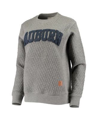 Women's Heathered Gray Auburn Tigers Moose Applique Quilted Pullover Sweatshirt