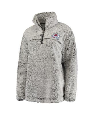 Women's Gray Colorado Avalanche Sherpa Quarter-Zip Pullover Jacket