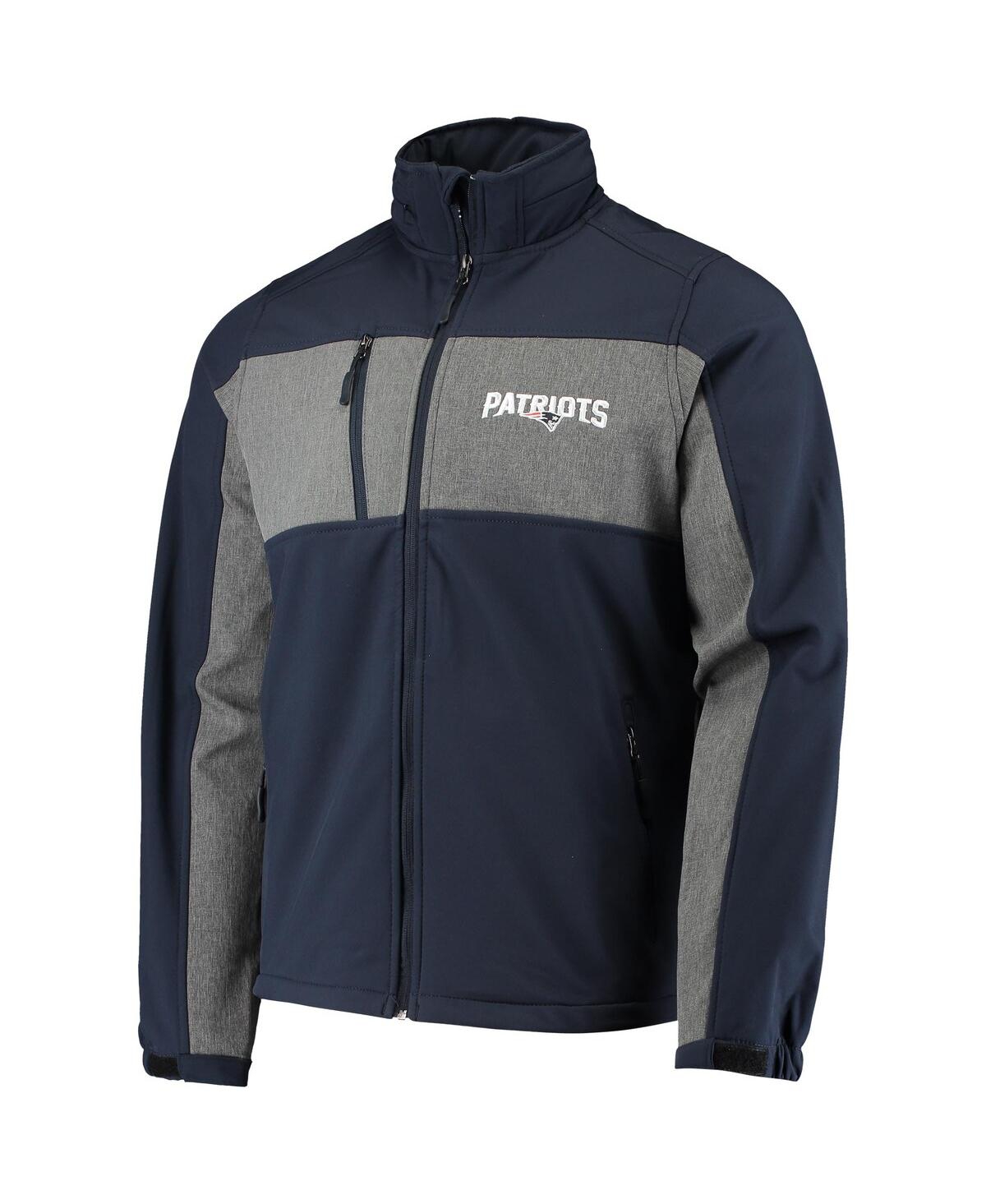 DUNBROOKE MEN'S DUNBROOKE NAVY NEW ENGLAND PATRIOTS CIRCLE ZEPHYR SOFTSHELL FULL-ZIP JACKET 