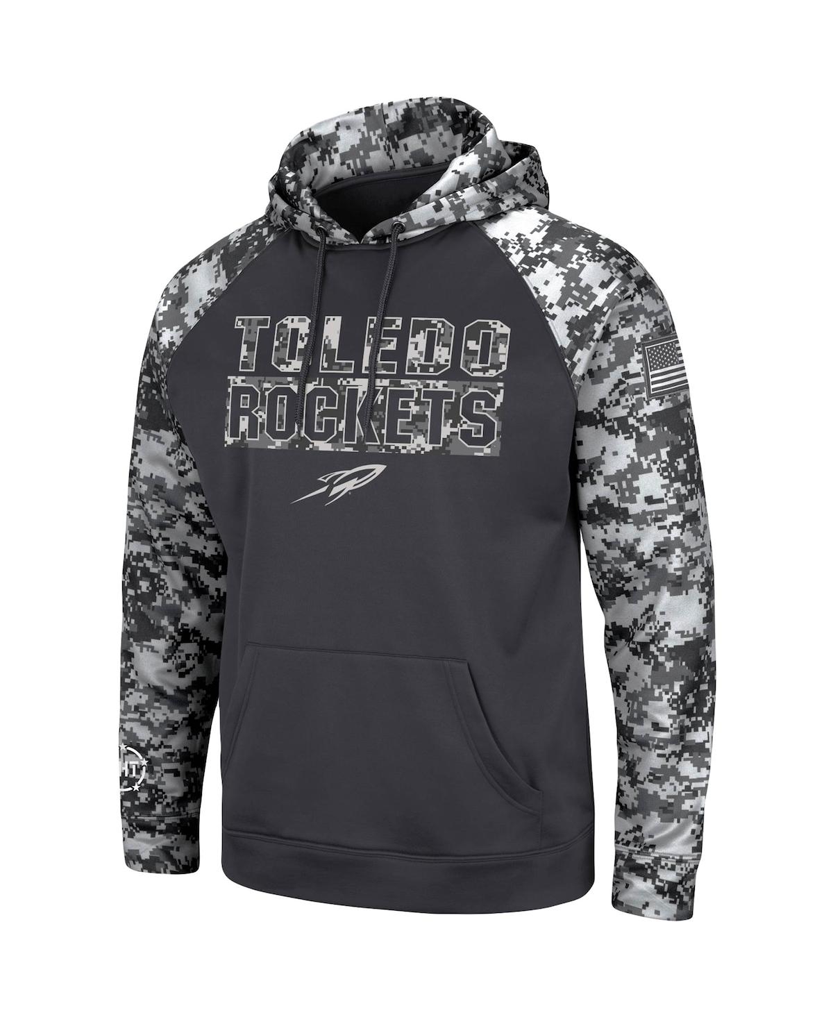 Colosseum Charcoal Toledo Rockets Oht Military Appreciation Digital Camo Pullover Hoodie In Charcoal