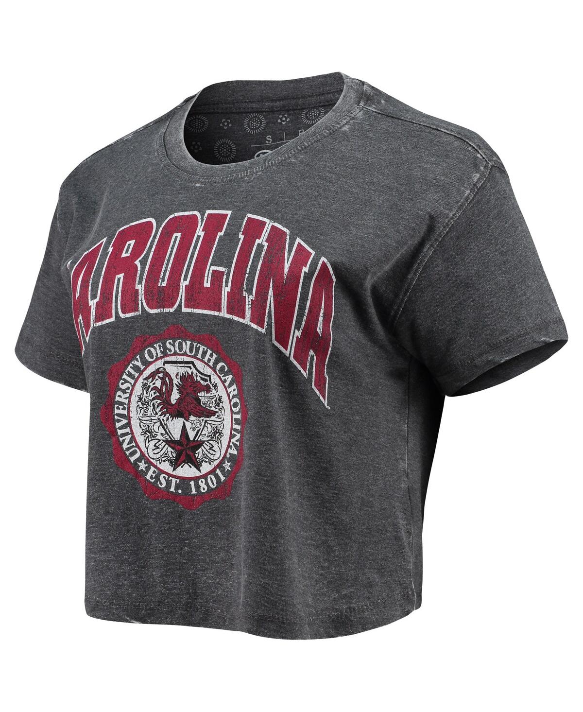 Women's PressboxSouth Carolina Gamecocks Edith Vintage-Like Burnout Crop T-shirt - Black