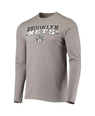 Men's Black and Gray Brooklyn Nets Long Sleeve T-shirt and Pants Sleep Set