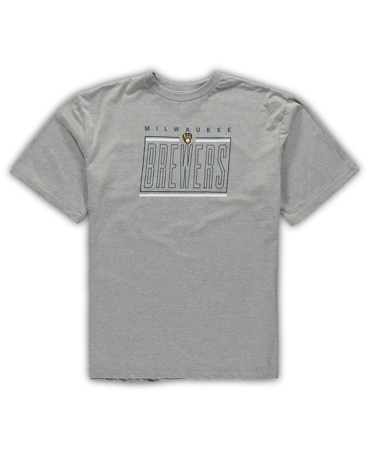 Men's Concepts Sportand Navy Milwaukee Brewers Big and Tall T-shirt and Shorts Sleep Set - Heathered Gray, Navy
