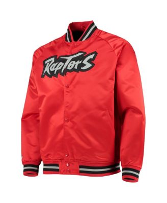Men's Mitchell Ness Red Toronto Raptors Hardwood Classics Satin Full-Snap Raglan Jacket