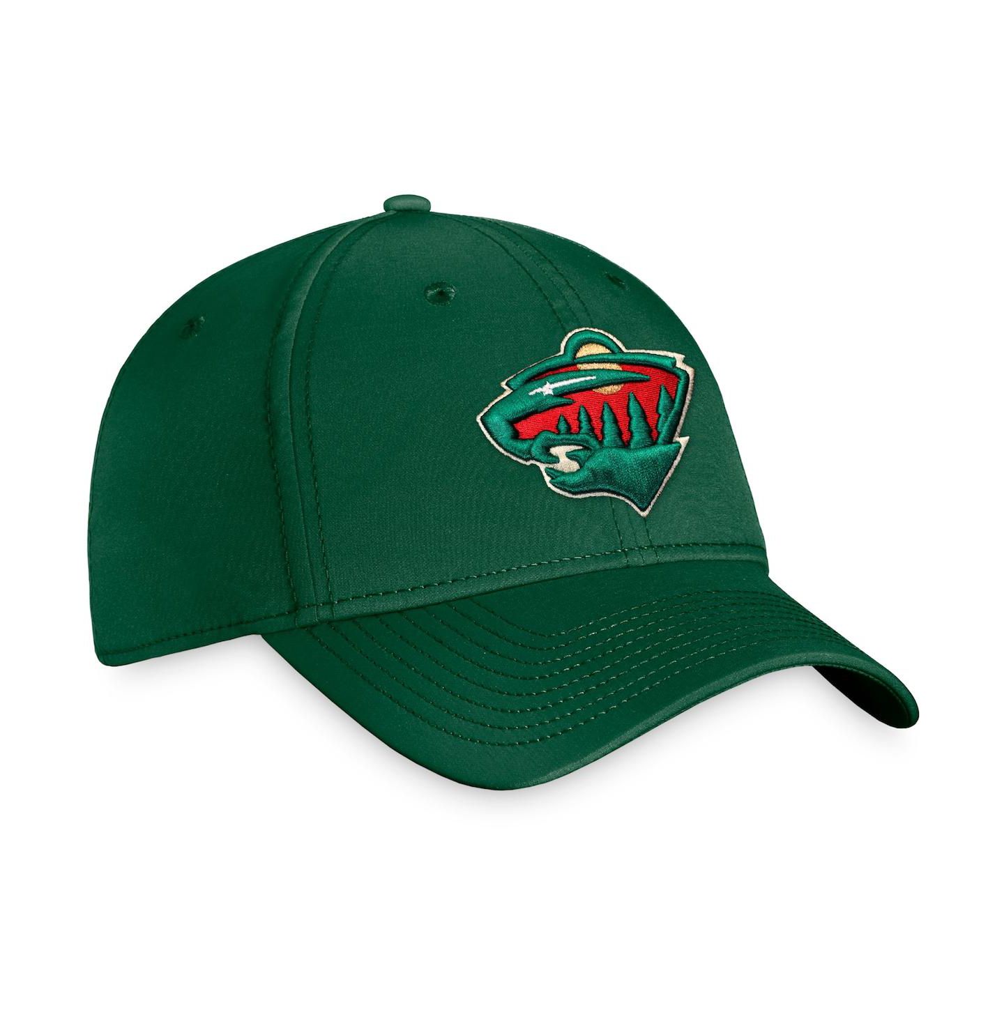 Мужская кепка Fanatics Green Minnesota Wild Team Core Primary Logo Flex Hat — фото 4