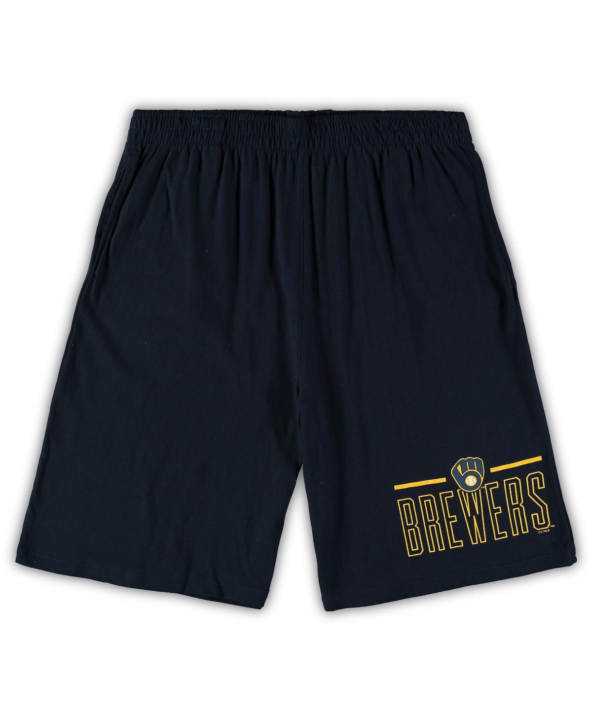 Men's Concepts Sportand Navy Milwaukee Brewers Big and Tall T-shirt and Shorts Sleep Set - Heathered Gray, Navy
