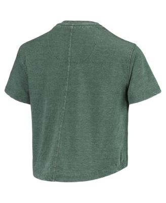 Women's Green Michigan State Spartans Edith Vintage-Like Burnout Crop T-shirt