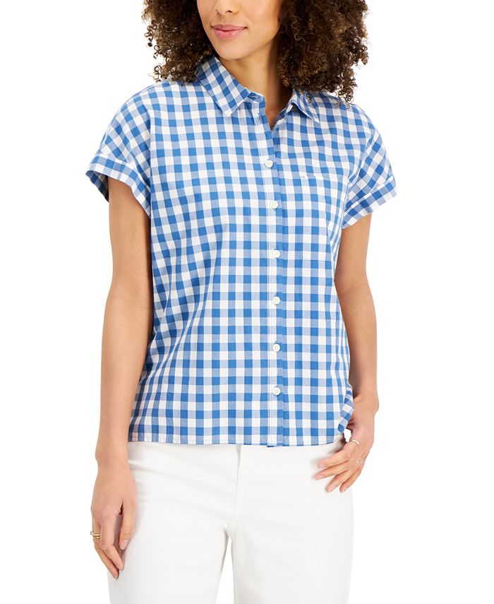 Style & Co Women's Gingham Camp Shirt, Created for Macy's - Macy's