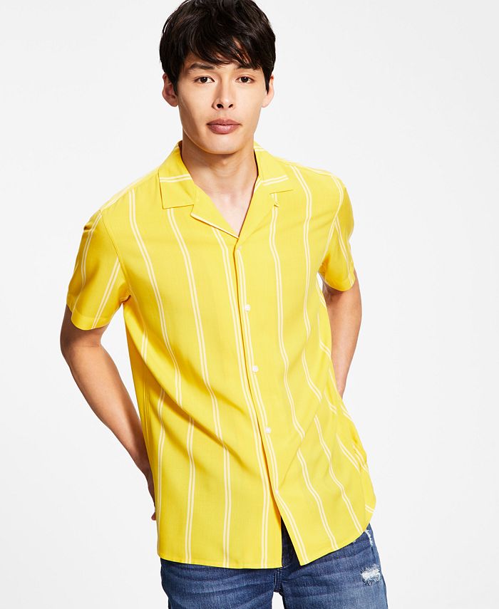 INC International Concepts Men's Striped ShortSleeve ButtonUp Camp