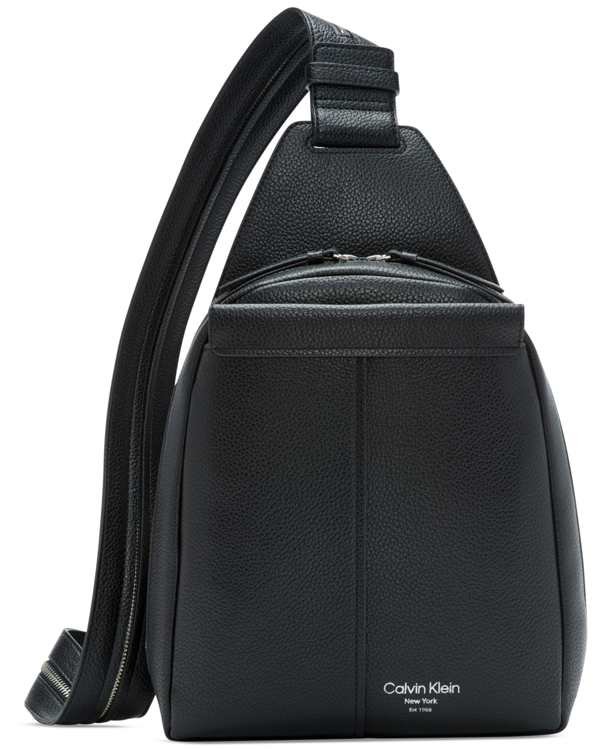 Shop Calvin Klein Millie Convertible Leather Sling Bag, Backpack In Black,silver
