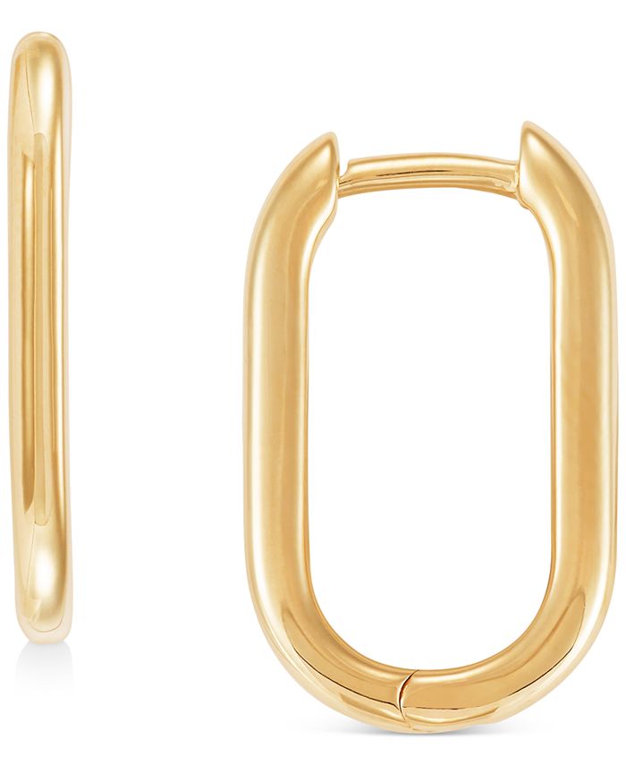 Polished Oval Small Hoop Earrings in 10k Gold