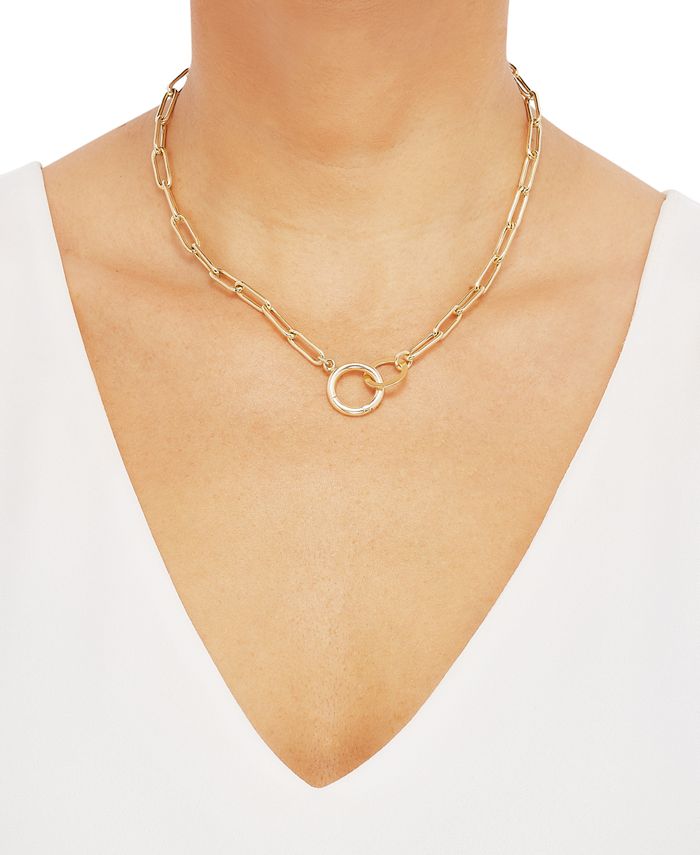 Macy's Interlocking Circle Paperclip Link 16" Chain Necklace in 18k