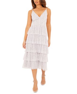 QUIZ - Sequin Tiered Midi Dress