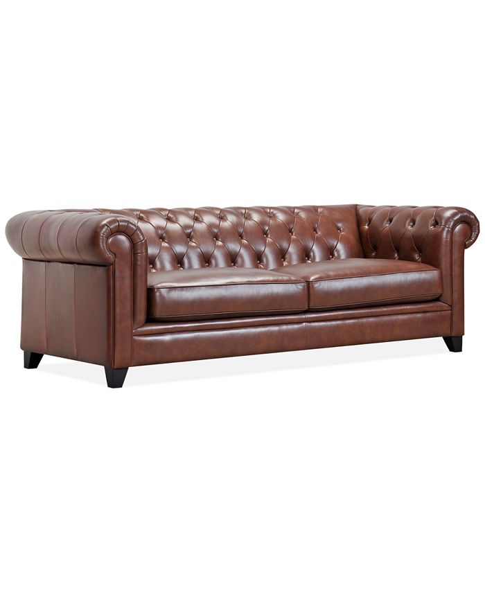 Furniture Ciarah Chesterfield Leather Sofa, Created for Macys - Macy's