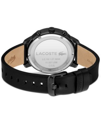 Men's Replay Black Leather Strap Watch 44mm