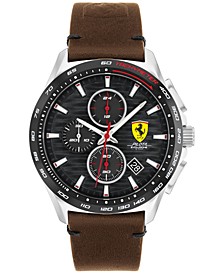 Men's Chronograph Pilota Evo Brown Leather Strap Watch 44mm