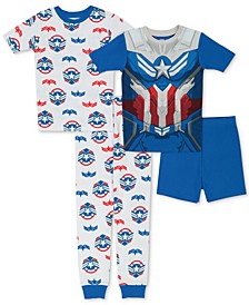 Big & Little Boys Captain America 4-Pc. Cotton Pajamas Set