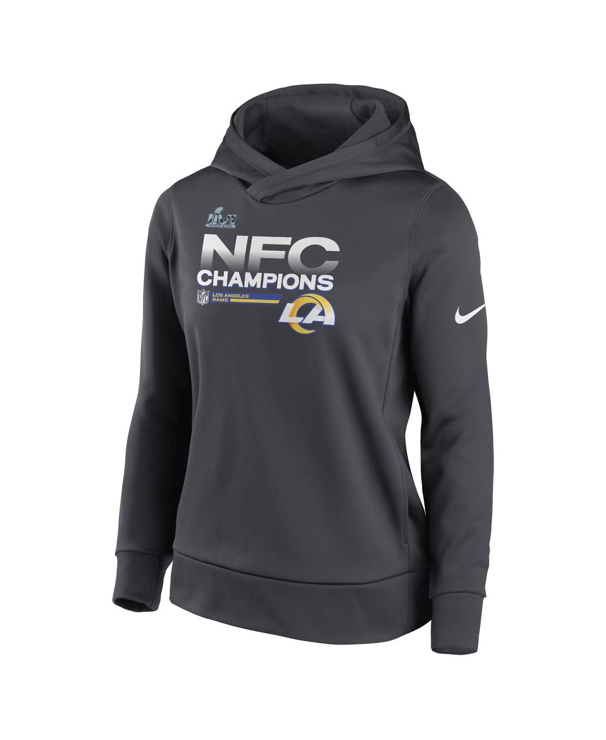 Women's NikeLos Angeles Rams 2021 Nfc Champions Locker Room Trophy Collection Pullover Hoodie - Anthracite