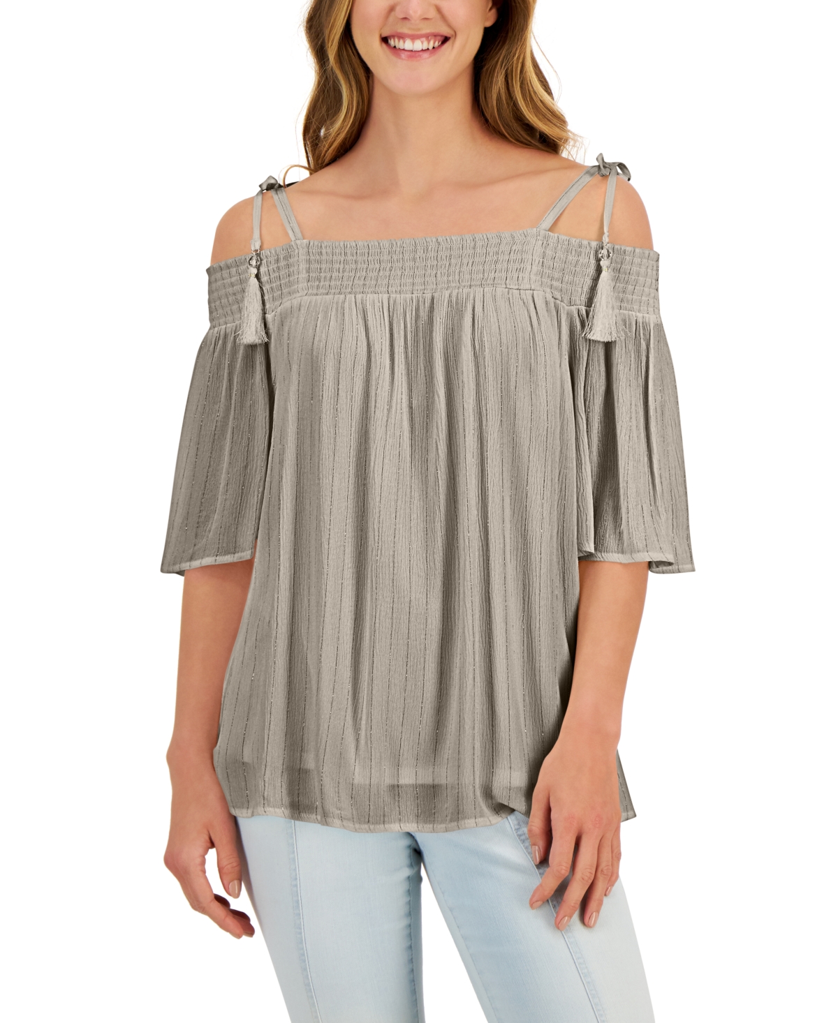 Jm Collection Women s Cold shoulder Top Created For Macy s In Sugar Sand ModeSens