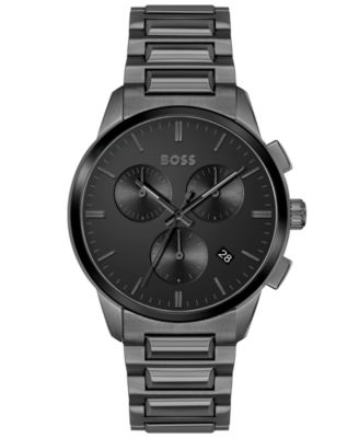 BOSS - Men's Chronograph Grey Stainless Steel Bracelet Watch 43mm